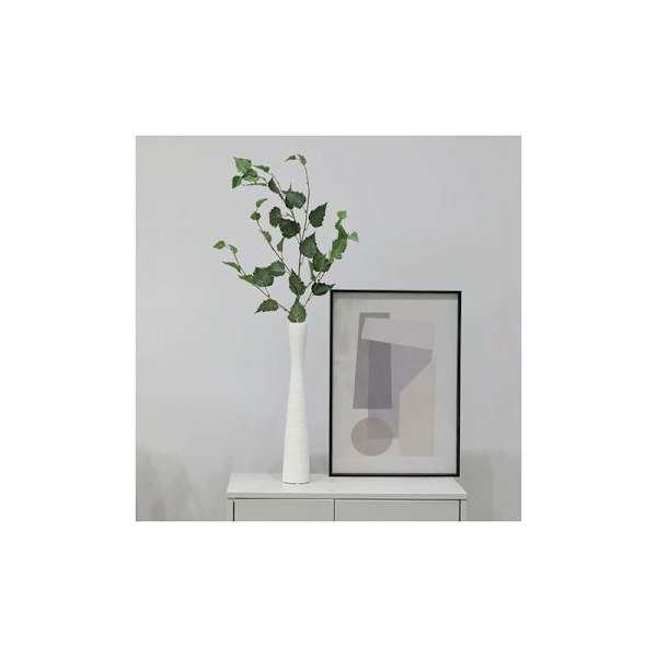 Smal Gulvvase - Højde: 50 cm - Keramik - Mat Hvid - Moderne Minimalistisk Design - Håndlavet - Til Grene, Tørrede Blomster eller Lange Stilkblomster.