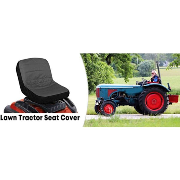 2-pack universella vadderade gräsklippartraktor-säteöverdrag, vadderad förvaringsficka, medium svart