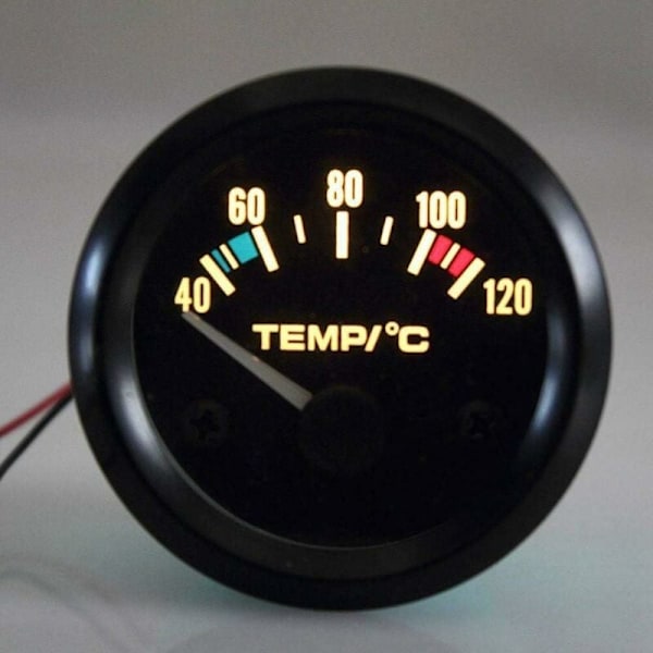 Bil Vandtemperatur Måler Kit Sort LED Universal Bil Vandtemperatur Måler 101.6-120° Skiver（Diameter 52mm）