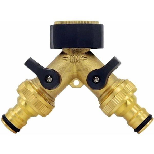Vandindløbsslange Y-forbindelse (2-vejs til indløbsslange, 26,9 mm (3/4\") messing, Y-manifold), kompatibel med haveslangesystem 1/2 tommer