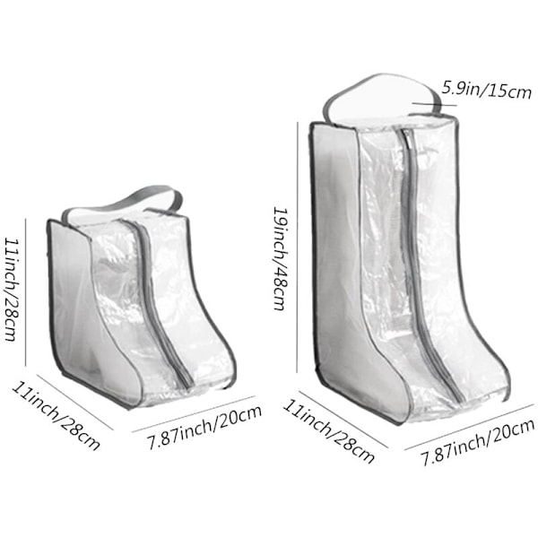Bærbare Opbevaringsposer til Kvinders Høje og Lave Støvler, 2 Pakker Høje + 2 Pakker Lave, Vandafvisende Støvler til Rejser og Daglig Brug Sort
