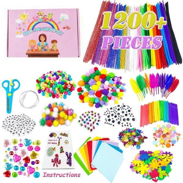 1200 stk barnekunst- og håndverksutstyr sett og materialesett