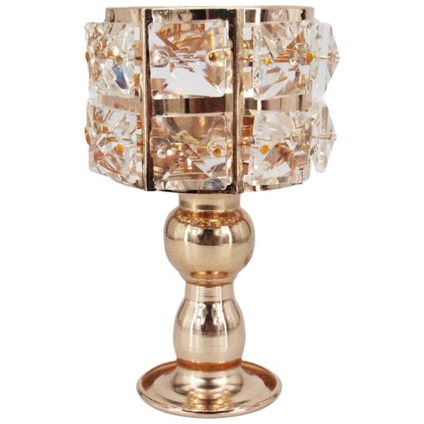 Krystall Dedikert Tealight Stearinlys Holder Bryllup Lysestake Borddekorasjon, L