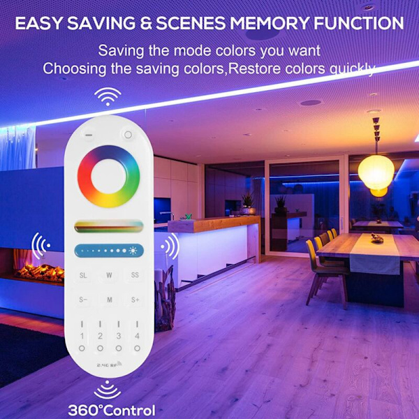 LM091 4-Zoners 2.4G RF Fjernbetjening Kompatibel med RGBW CCT RGB LED Dimmer Controller Touch Screen 4 Kanaler