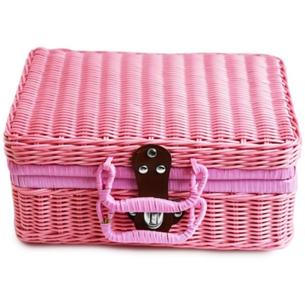 Imitation Rattan Picnic Basket Hand-Woven Suitcase Photography Props Storage Decoration