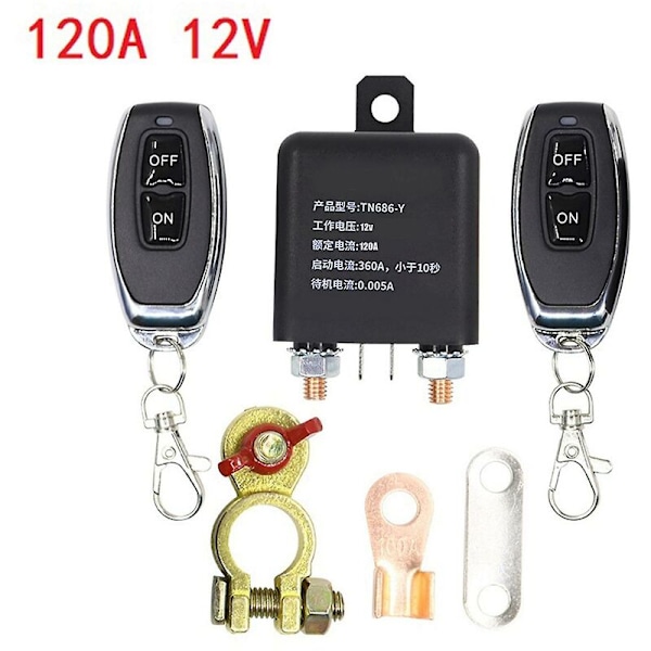 12V 120A Universal Batteriförkopplingsrelä Integrerat Trådlöst Fjärrkontroll Avbrott Isolering