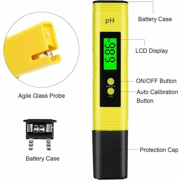PH-mätare, TDS & EC Temperaturmätare, 4-i-1 Vattenkvalitetstestare med LCD-display, Automatisk Kalibrering för Pool, Akvarium, Mat