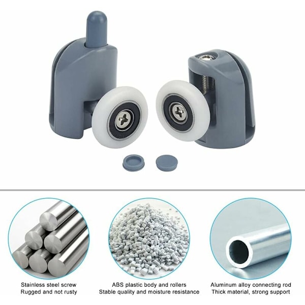 8 st Duschdörr Rullar Glidande Dörr Rullar Rostfritt Stål + ABS 23mm Tunga Duschdörr Rullar Rostfria Rullar Hållbara för Hytt Badrum Gl