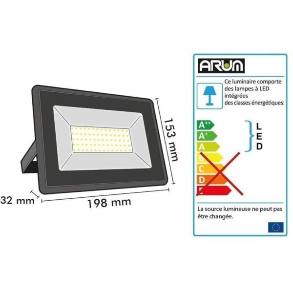 50W LED-strålkastare Hög ljusstyrka 4500 Lumen ATRIA IP66 Färgtemperatur: Varmvit 3000K