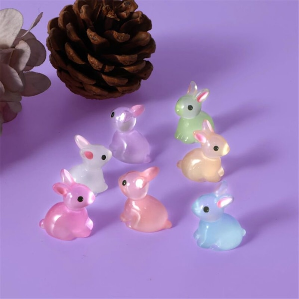 200 kpl Mini Resin Rabbit Miniatyyrit Pimeässä Hohtavat