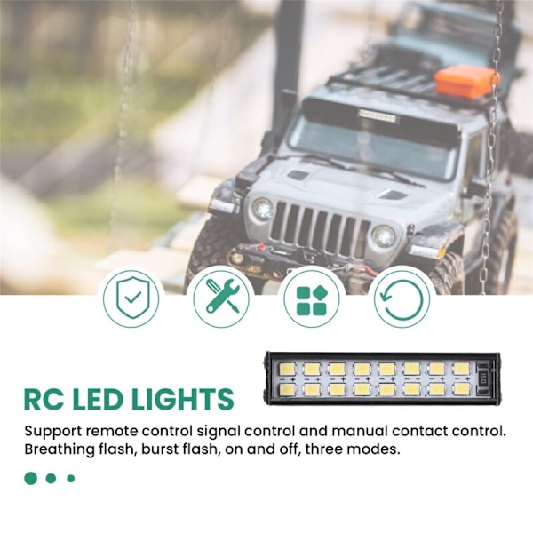 Fjärrkontroll Robot LED Ljusramp Spotlight för Trx4 Axial SCX10 90046 D90 CC01 KM2 Kaross