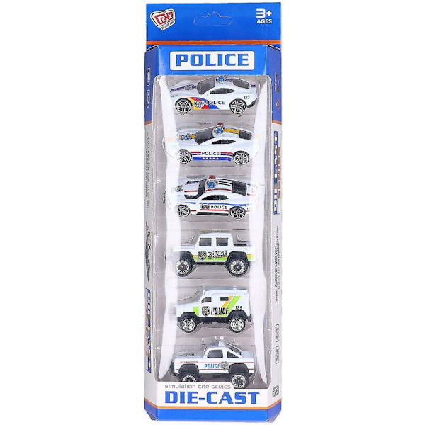 6 kpl Poliisiautolelut 1:64 mittakaava Premium-seos Kestävä Pieni Kannettava Hieno muotoilu Elävät värit Diecast-autot
