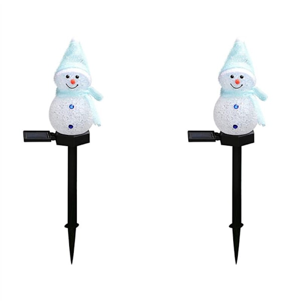 2X Snowman Solar Lights Christmas Solar Powered LED Light Outdoor Decor Garden Stake Lamps Blue