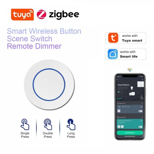 Tuya Zigbee trådlös smart scenknapp med knapp, smart kopplingsknapp, automatisering, fungerar med Smart Life