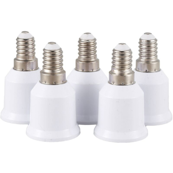 5 st LED-lampbas E14 till E27 Konverteradapter, Vit
