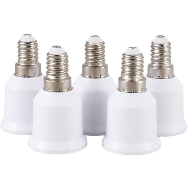 5 stk LED-pærebase E14 til E27 konverteradapter, hvit