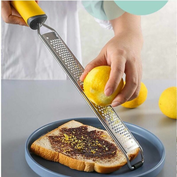 PRO Citrus Zester & Manuel Ost Rivjern - Parmesan, Citron, Ingefær, Hvidløg, Muskatnød, Chokolade - Skarp Rustfrit Stål Blad