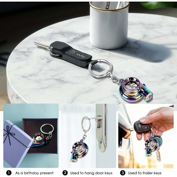 Bil Metal Nøglering Lyd Turbo Nøglehylster Leje Spindende Model Turbine Turbo Ring Nøgle Turbo Formet-