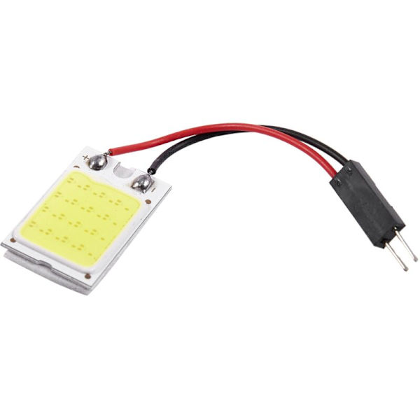 Auto Super Bright White 18 COB LED Panel Bulb + T10 Festoon Adapters