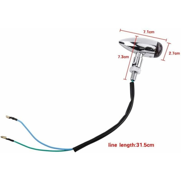 Keenso 2 st motorcykel Bullet LED blinkers Amber indikator blinkande ljus bakre glödlampa