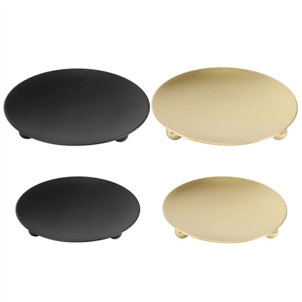 Pakke med 4 lysholdere i jern, lysholdere for søylelys, for LED- og vokslys, kjegler, spa, bryllup (gull + svart)