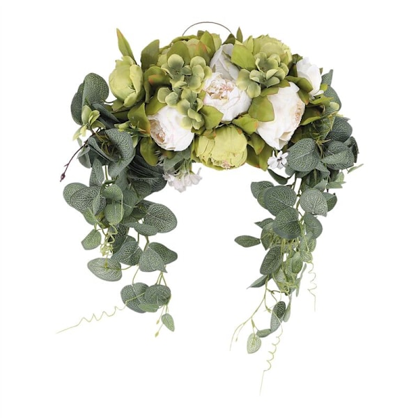 Konstgjord Blomsterkrans, 30 Tums Handgjord Krans med Löv Pion Båge Girlang Simuleringsblommor