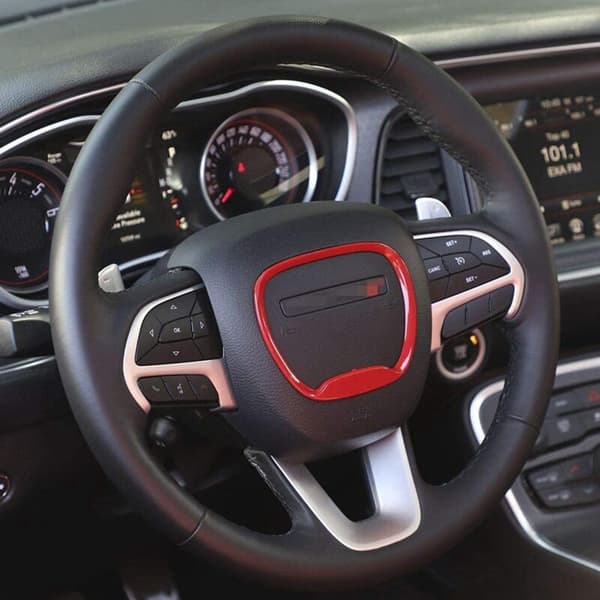 Rattskinn Trim Innvendige Tilbehør for 2015-2020 Charger 2014-2020 Durango ABS, Rød
