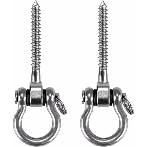 2 stk. Skruekrok, Heavy Duty 304 Rustfritt Stål 180° Takkrok for Innendørs Utendørs Lekeplass Yoga, Hengekøye, Tau, Sving, Henge Stol, Stempel