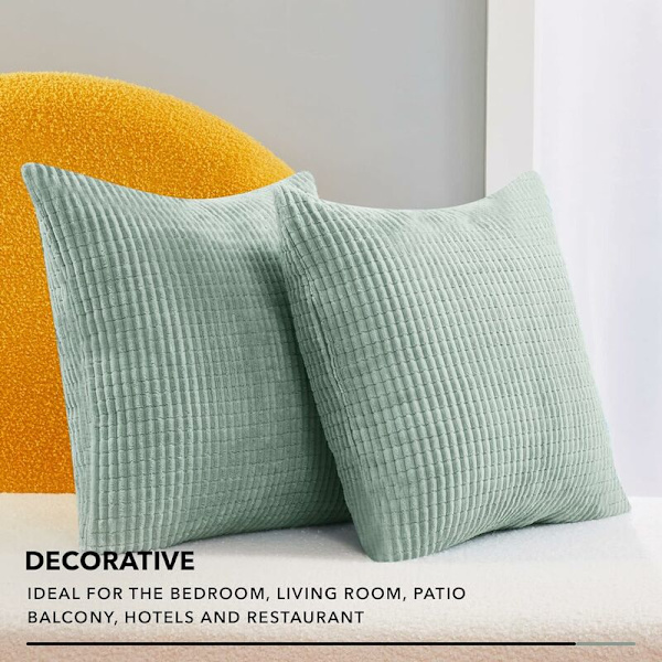 Set med 2 Super Mjuka Corduroy Stora Kuddfodral 60cm x 60cm, 24x24 Tum Rutmönster Solida Kuddskydd, Kvadratiska Kuddfodral för