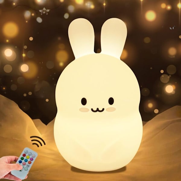 Stor Kanin Barnlampa Nattlampa Baby Nattlampa Nattlampa Barnlampa LED Nattlampa 9 Färger Baby Nattlampa USB Silikon N