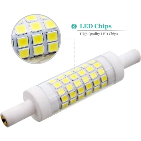 2 LED-lampor R7S 78 mm 5W 15 x 78 mm, Kallt vitt 6000K, 220V