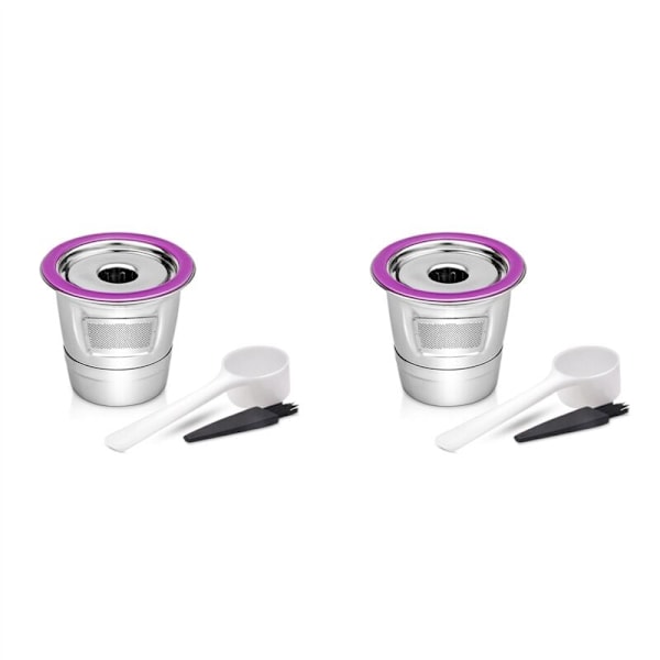 2X Gjenbrukbare Kapsler i Rustfritt Stål for Kaffe K-Cup for Filter 2.0/1.0 Mini Plus Tilbehør