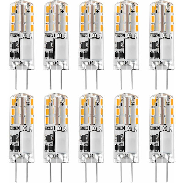 G4 LED-lampor 12V AC/DC Varmvitt 3000K 120LM, 2W, 15-20W Halogen G4 Bi-Pin Ersättningskapsel JC-typ Energisparande, Icke-dimmbar Ljus (10 st)