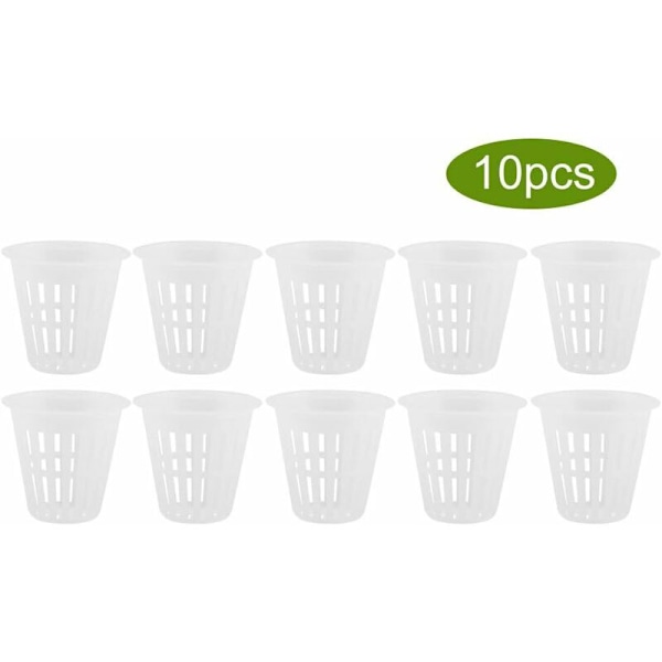 10 stk/sett hydroponiske kurver Plantekopper Plastpotter Gjenbrukbare Holdbare Hage Nett Barnehagebøtte Kurv for Hydroponisk Hageplanting Balkong(Hvit