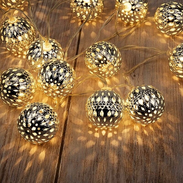 20 Led Sølv Ball String Lights 2,5m Batteridrevne Varme Hvite Metall String Lights for Christmas, fest, festival, bryllup