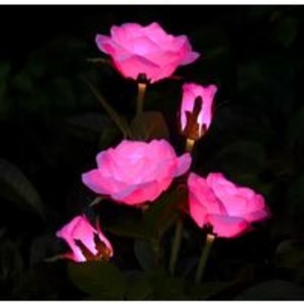 LED Solar Lights Artificiella Rose Flower Lights för utomhusträdgårdsinredning, gård, uteplats, grav, kyrkogård, balkong, juldekor - rosa