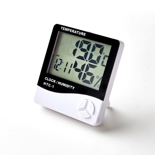 3-pack stort LCD-termometer med temperatur, klocka, hygrometer, väder och luftfuktighet för hem och kontor