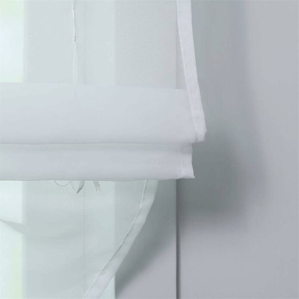 Romersk gardin med öglegardiner Köksromerska nyanser Genomskinliga gardiner med blind ögla Modern Voile Vit BxH 60x155cm 1 st
