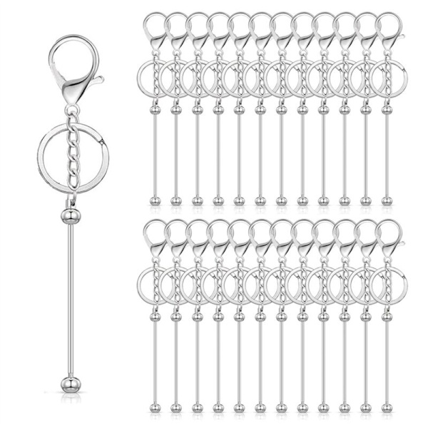 25 stk. Perle nøglering stænger Bulk til DIY Perler Blank nøglering Metal Perle nøgleringe til Perle nøglering Håndværk