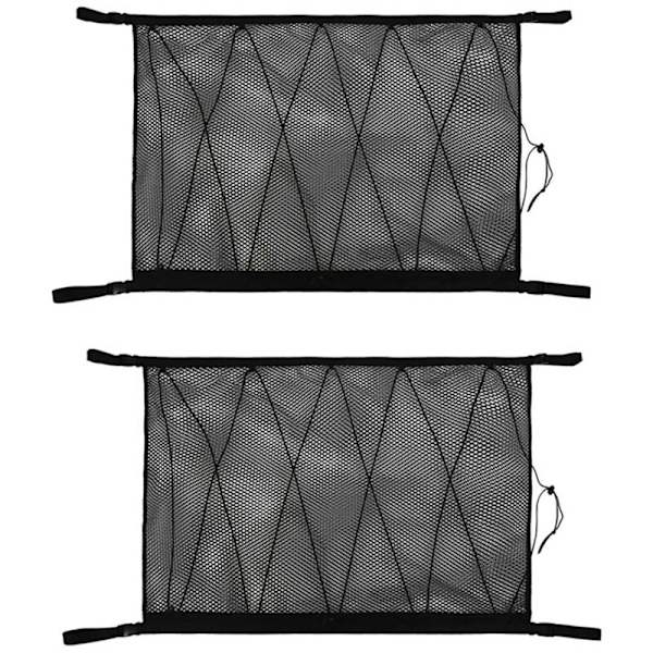 2X Bil Tagloft Opbevaringsnet Lomme Tag Interiør Cargo Bag Bagagerum Pung Diverse Organizer Sort