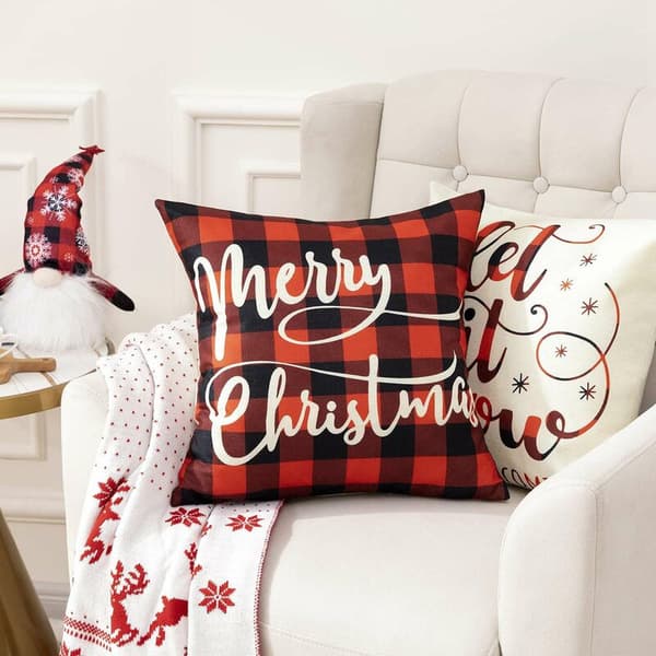 Julepudebetræk Rustik Buffalo Plaid Pudebetræk til 45X45Cm
