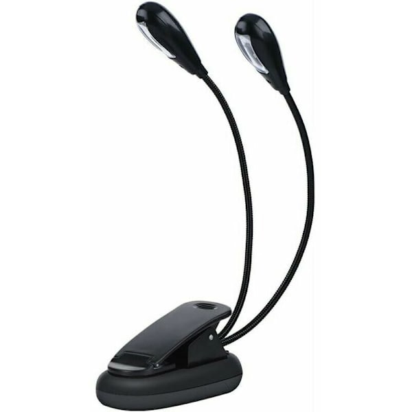 Musiikkitelineen lamppu, 6 LED / 8 LED Mini kaksoispäälamppu säädettävällä klipsillä USB-kaapelilla lukemiseen/kirjaan/pöydälle/sängyn vierelle