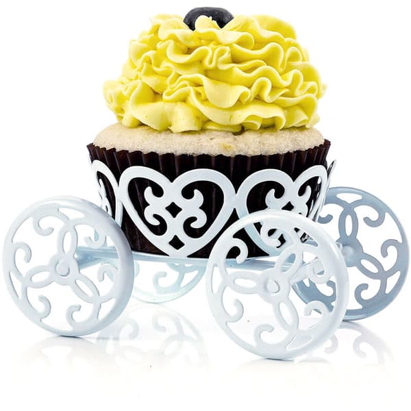 Sett med 2 unike prinsessevogn-cupcake-stativholdere