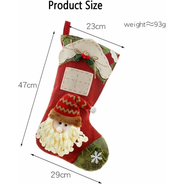 Julstrumpefyllning, 1 julstrumpa fylld med stora snögubbeformade julstrumpor och personliga snögubbehängande strumpor
