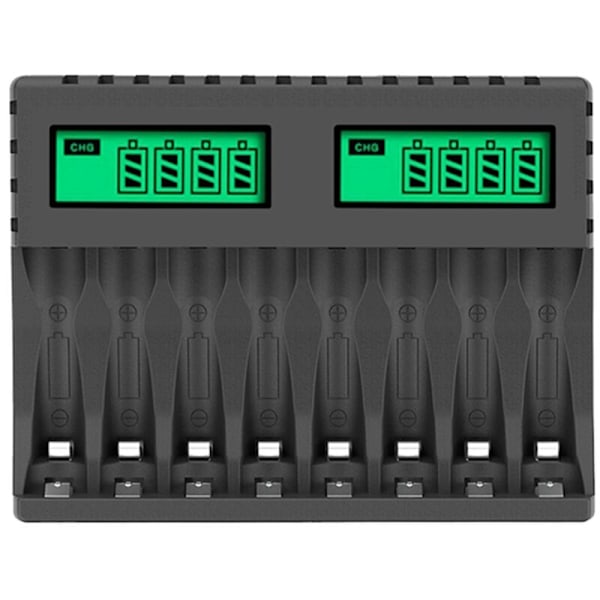Batteriladdare LCD-display 8 platser Intelligent Smart Laddare för AA/AAA NiCd NiMh Uppladdningsbara Batterier AA AAA Laddare