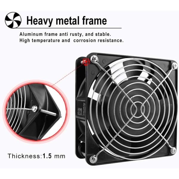 Axial fan for fireplace box Insertable High temperature Metal blades Silent Universal 120 x 120 x 38 mm