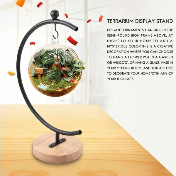 2 st Ornament Display Stativ Luftväxt Hållare Krukhållare Pothook Hållare för Hängande Glas Terrarium Häxkula