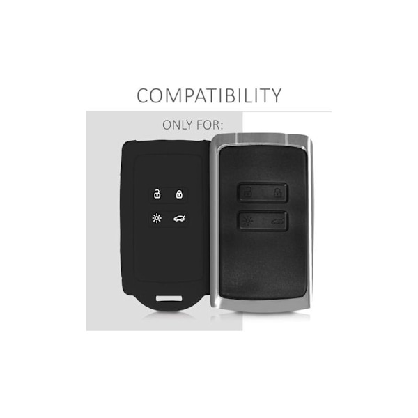 Bilnøgletilbehør Kompatibel med Renault Smart Key 4-knapper (Kun Keyless Go) - Blød Silikonetui med Nøgleringsspids