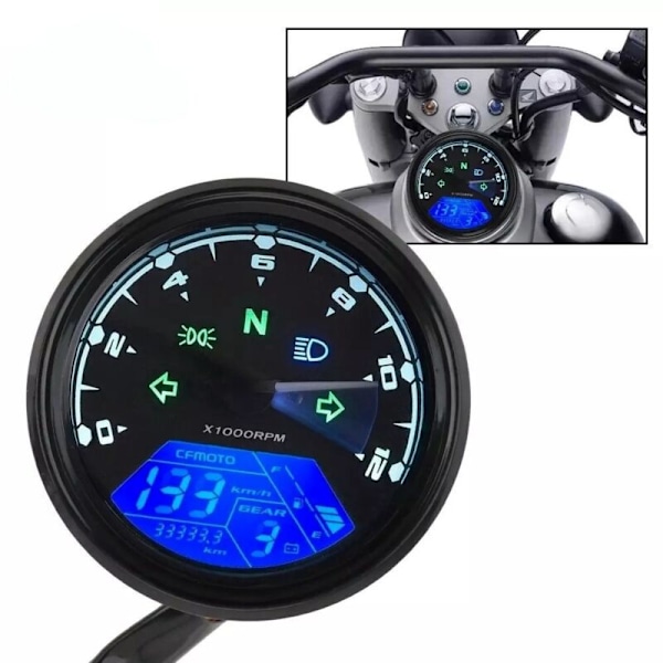 LCD Motorcykel Instrument Odometer Tachometer Digital Speedometer Gauge med Induktionssensor