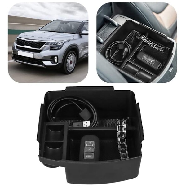 Center Console Organizer Tray Kompatibel med Seltos 2020 2021 Armrest Sekundär Förvaringslåda Insert